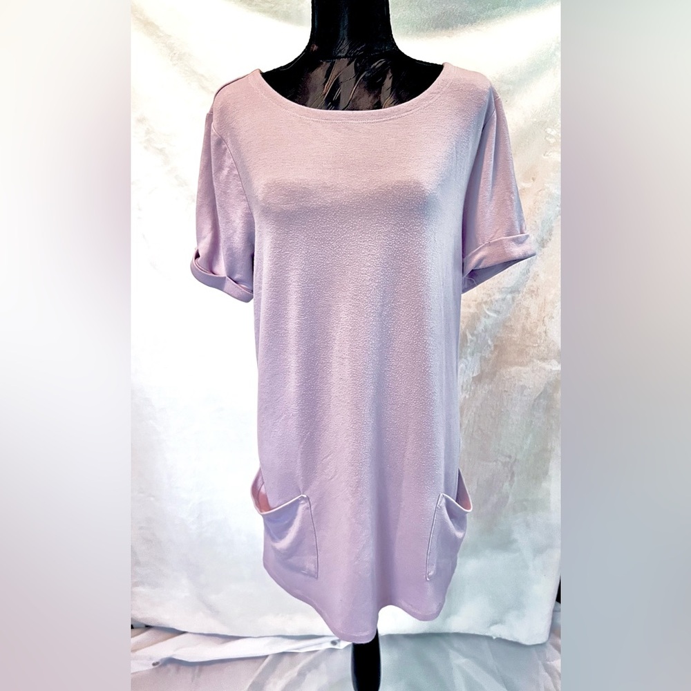 Lavender Women's Top with Rolled Sleeves